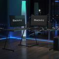 L-Shaped Gaming Desk with Black Tempered Glass Top A56230