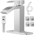 Brushed Nickel Single Handle Waterfall Bathroom Sink Faucet with Pop Up Drain K80843