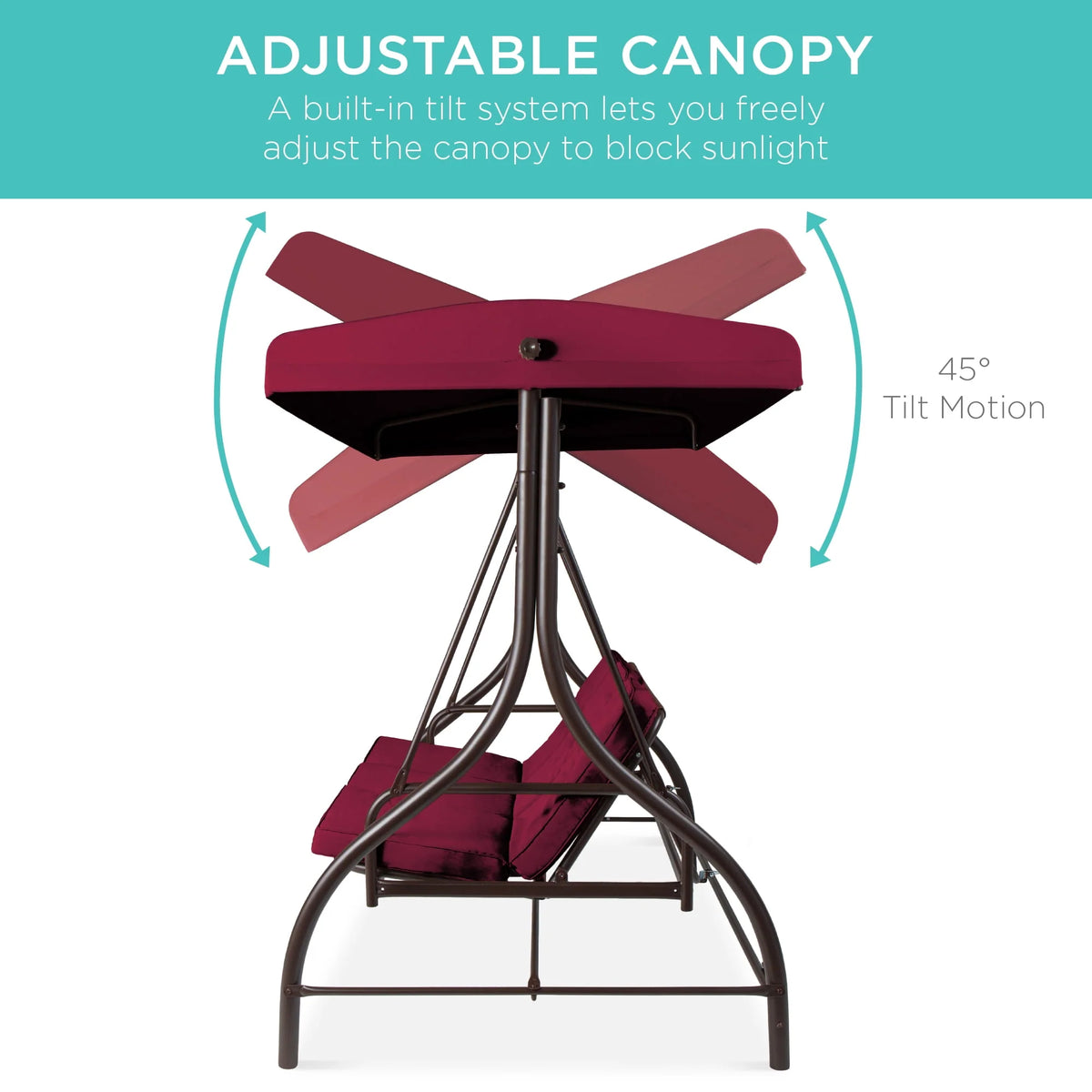 3-Seat Outdoor Converting Canopy Swing Glider Hammock with Removable Cushions A9431