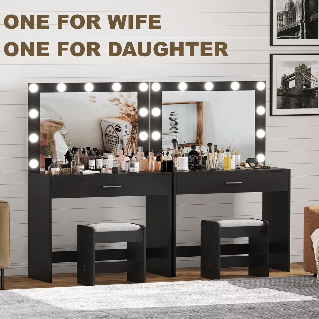Black Makeup Vanity Table with Mirror K24804