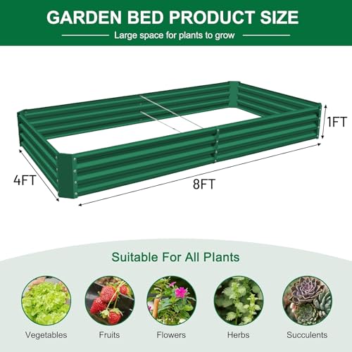 2 Pack 8×4×1ft Galvanized Metal Raised Garden Bed A628
