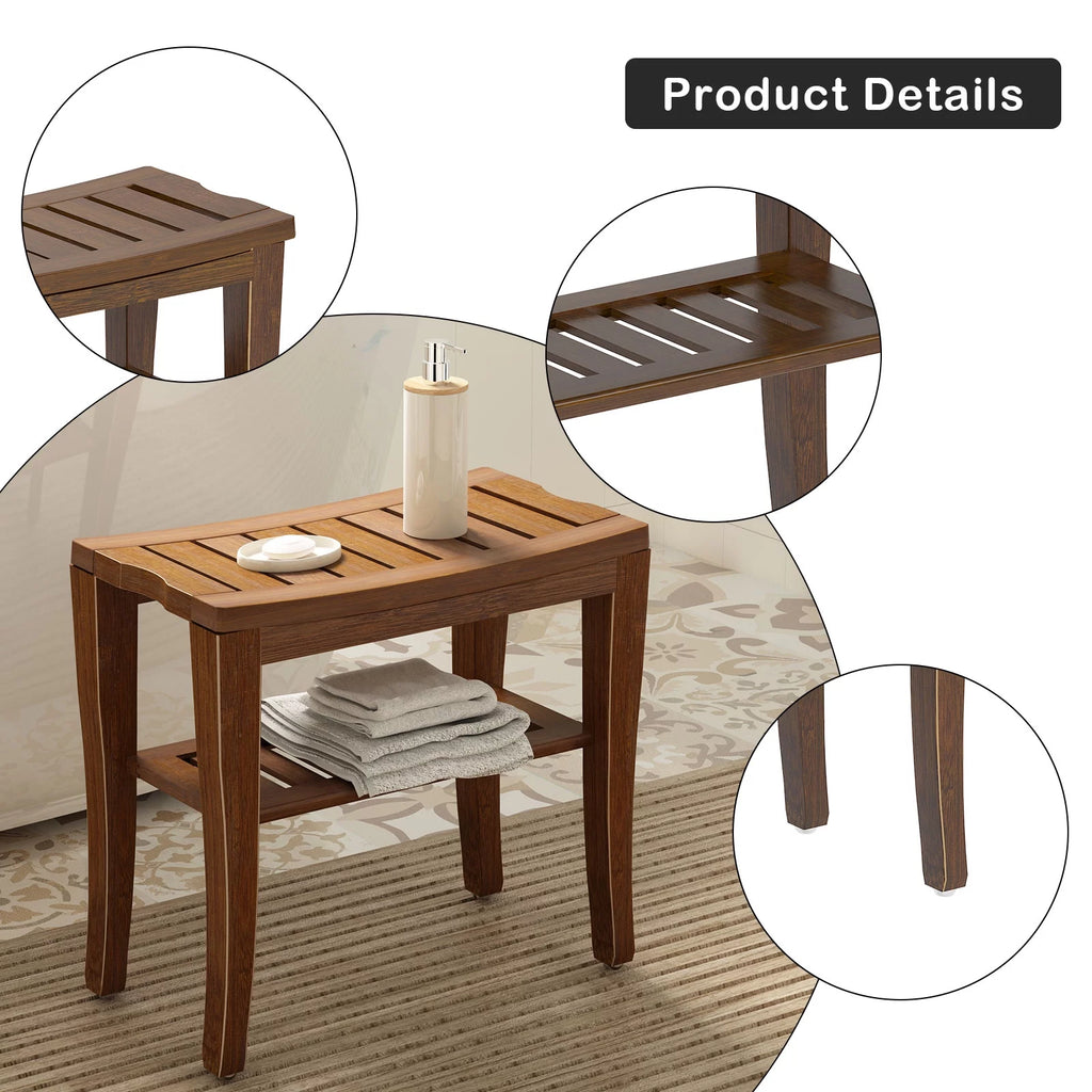 Bamboo Wood Non-Slip Shower Bench A9060