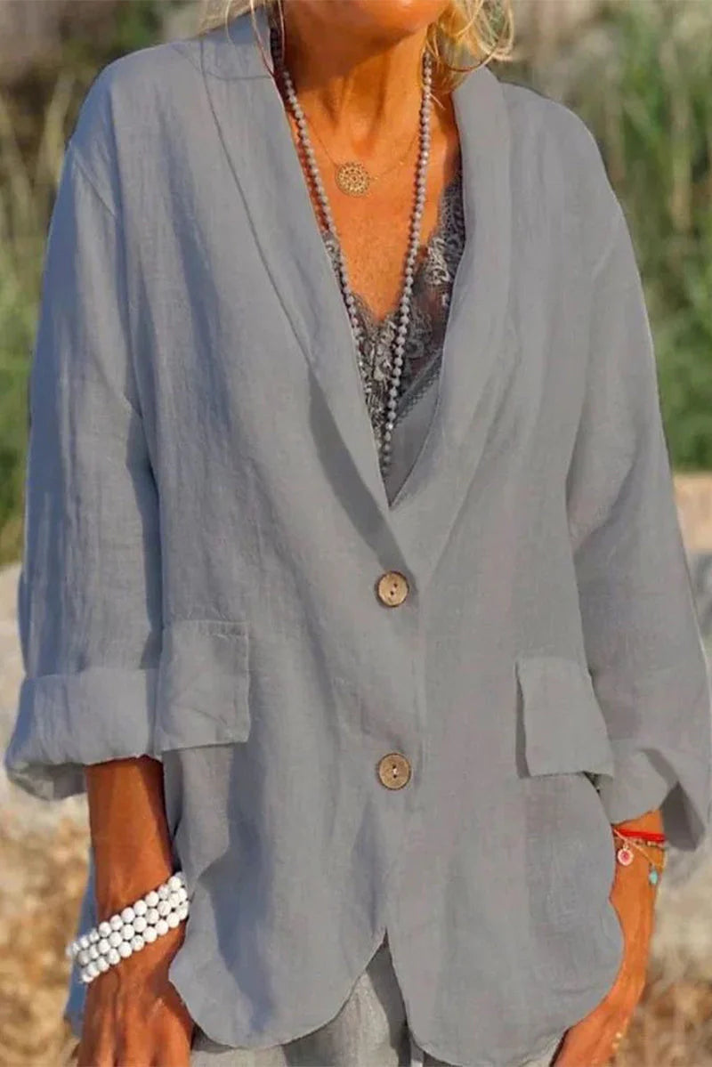 Solid Turn-back Collar Outerwear D814985
