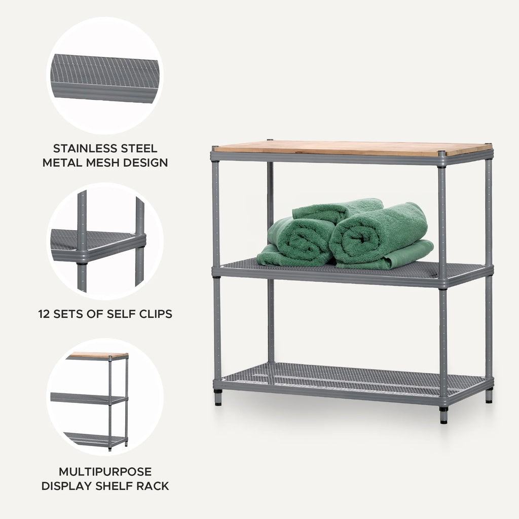 Metal Storage Wood Top Workbench Shelf Unit U7841