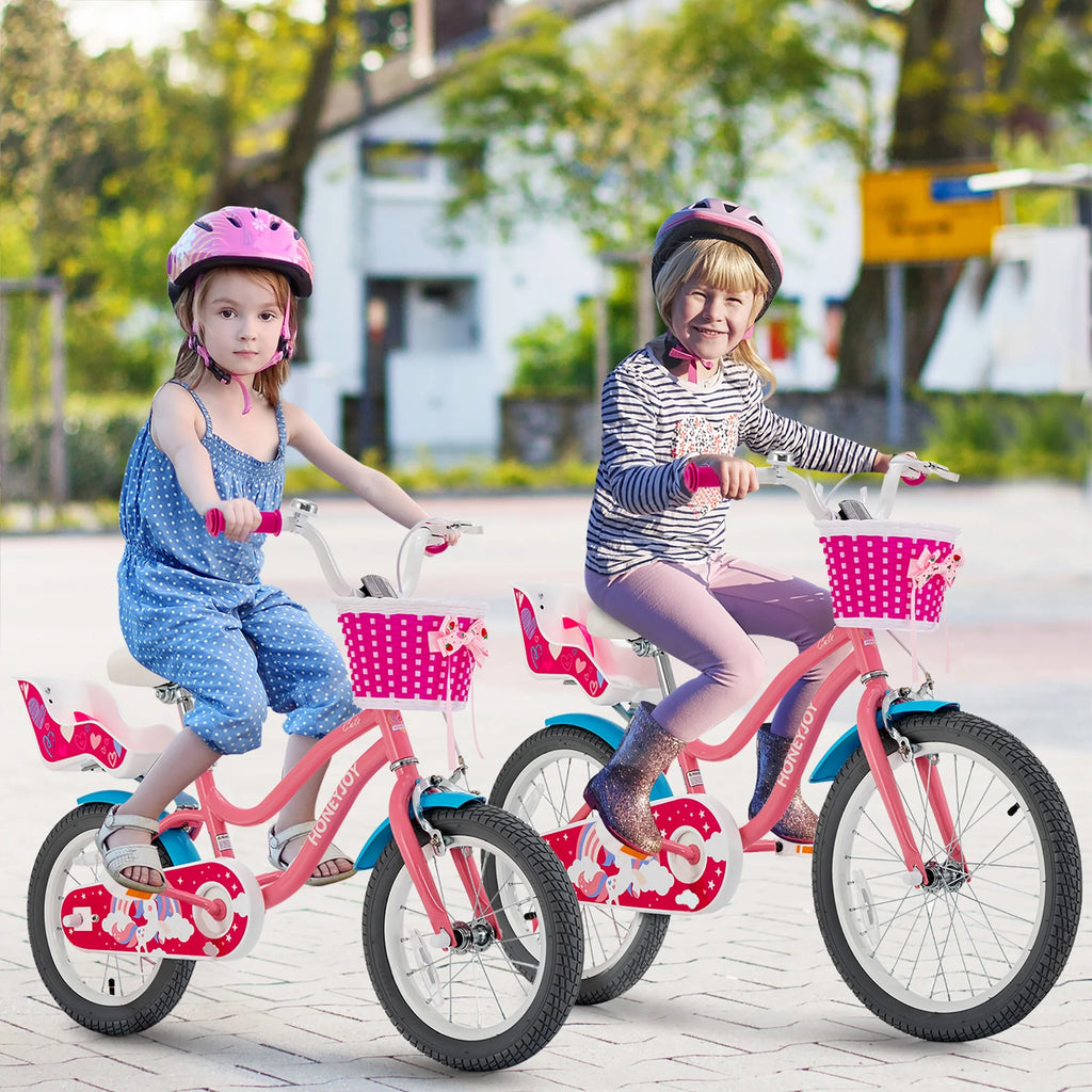 18 Inches Kids Bicycle with Training Wheels Pink D5691