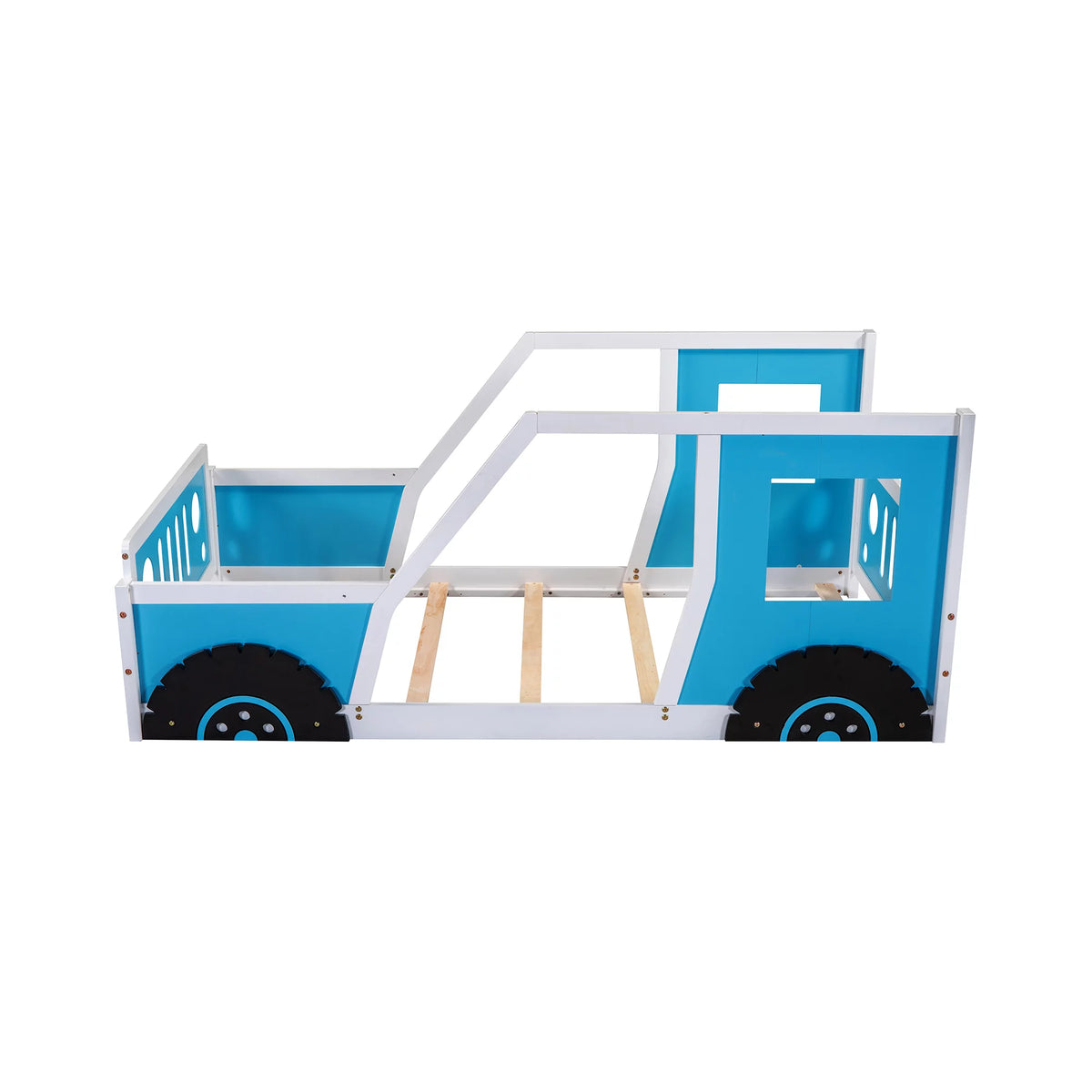 Twin Size Wood Platform Bed Frame with Wheels X5690