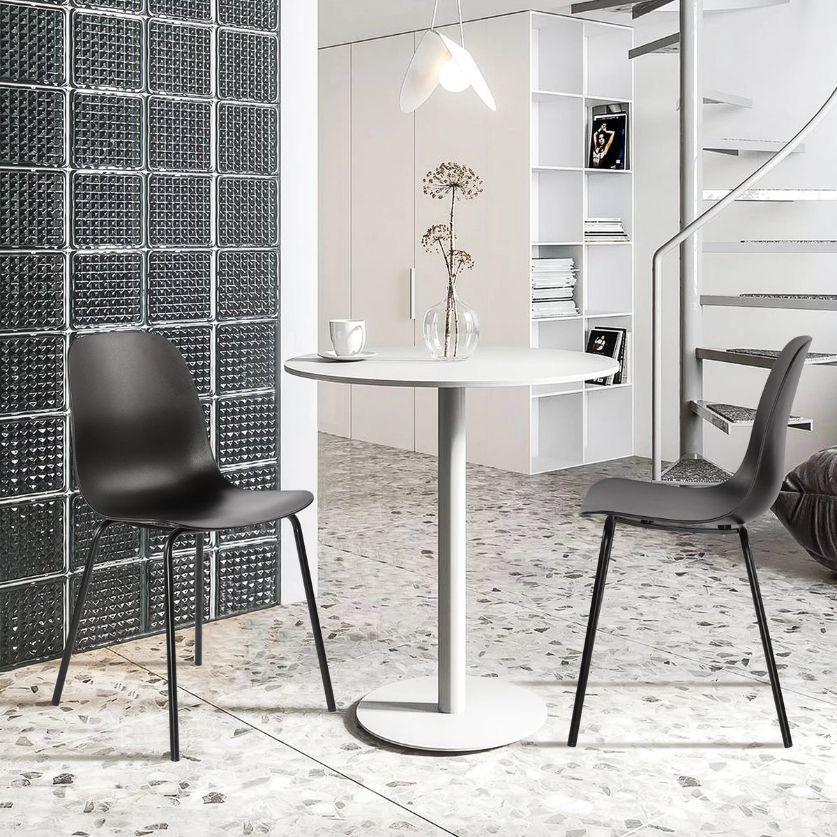 Black Set of 2 Dining Chair with Metal Legs I75193