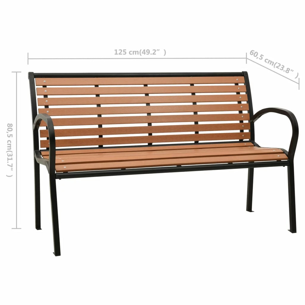 3-Seater Garden Bench with WPC Seat and Steel Frame N451