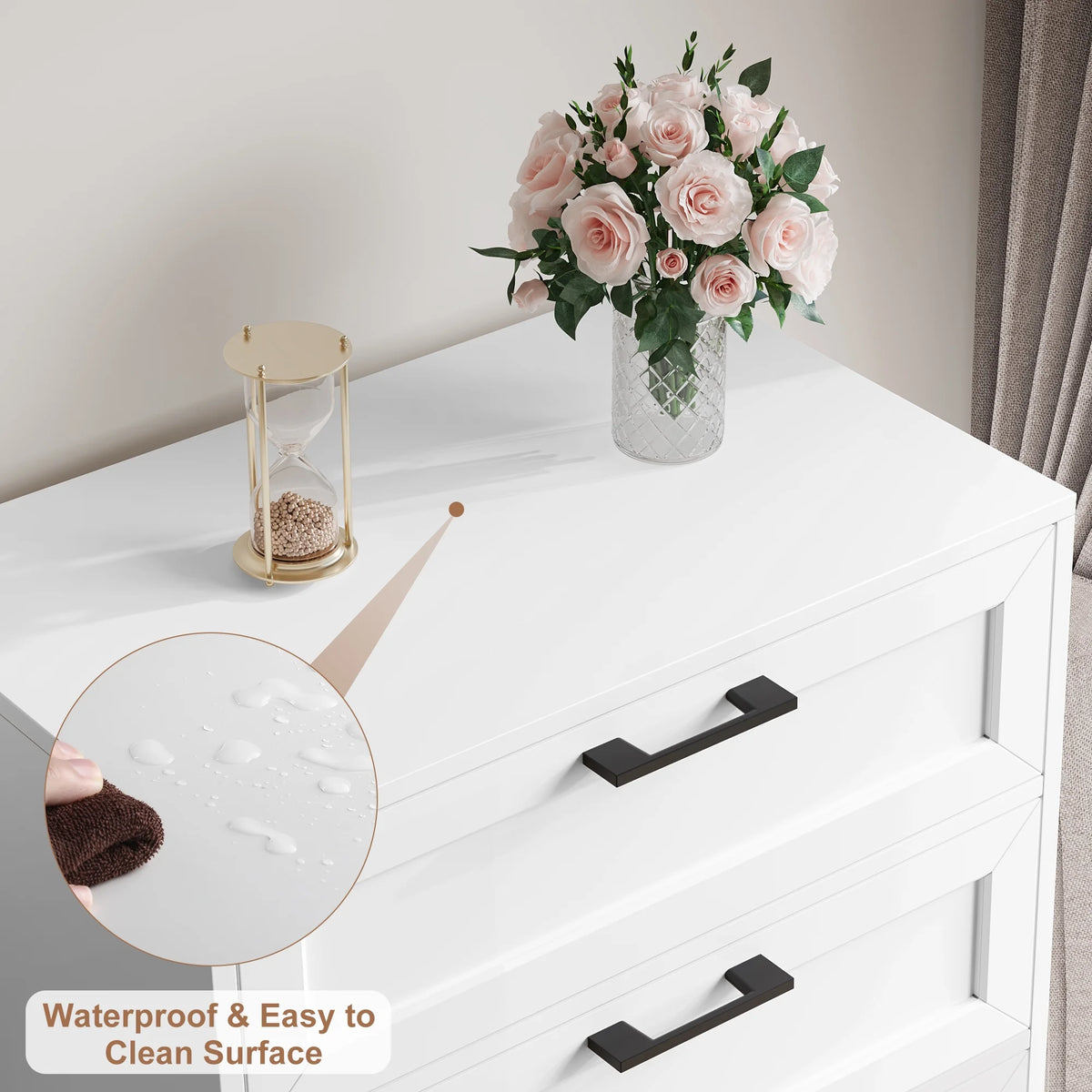 White 6 Drawer Tall Dresser H996