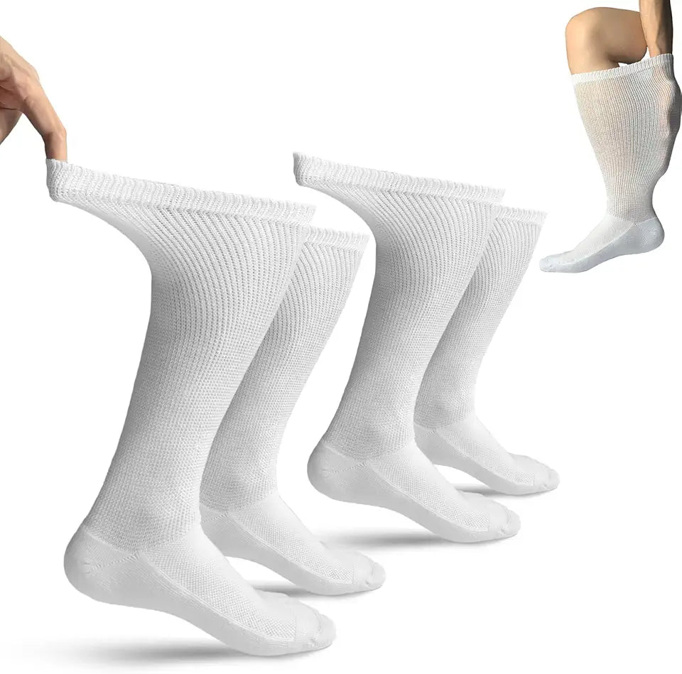Non-Binding Bamboo Diabetic Over the Calf Socks with Cushion Sole X196917