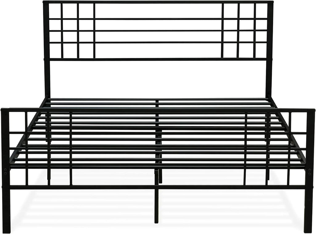 Black Bed Frame with 9 Metal Legs F264