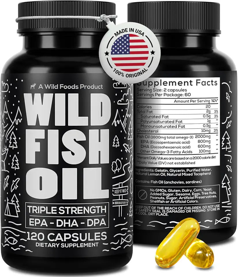 Omega 3 Fish Oil Supplement, 120 Capsules H91225