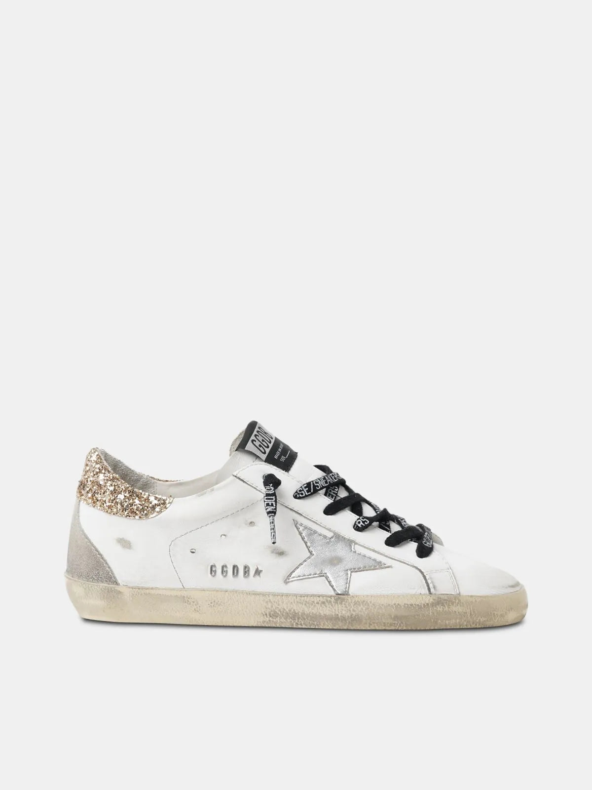 White Leather Sneakers with Heel Tab K503