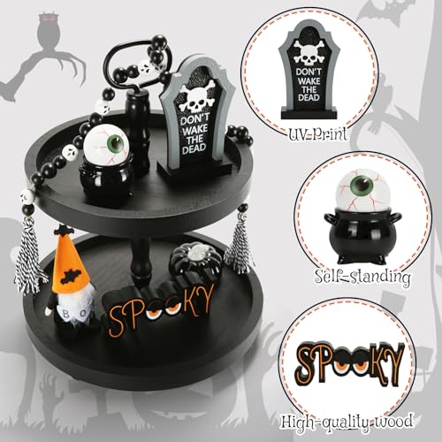 Halloween Decorations and Wooden Two Tiered Tray Stand M929466