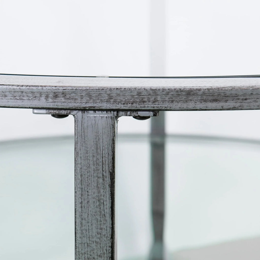 Round 2-Tier Metal Glass Coffee Table B76087