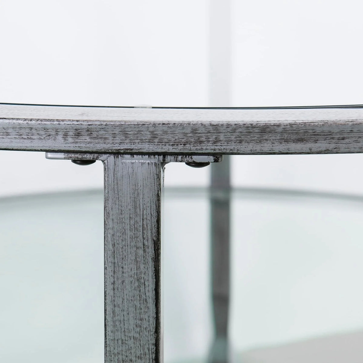 Round 2-Tier Metal Glass Coffee Table B76087