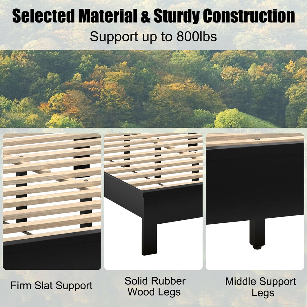 Twin Size Walnut Platform Bed Frame M504