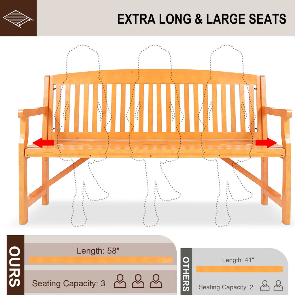 3 Person Wood Outdoor Bench Z2410