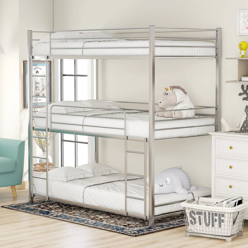 Metal Twin-over-Twin-over-Twin Bunk Bed J273