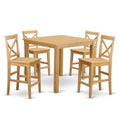 Oak Counter Height Pub Table & 4 Kitchen Chairs X76048