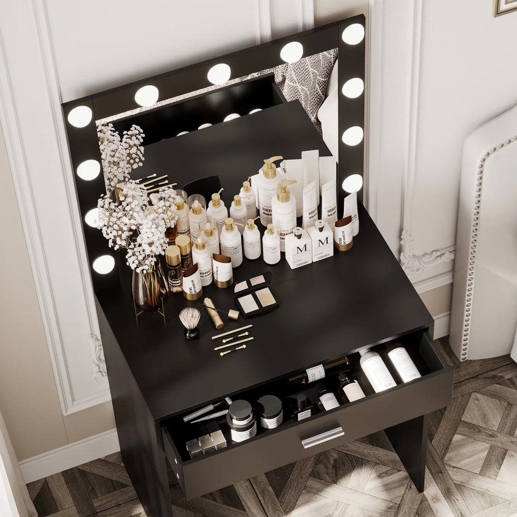 Black Makeup Vanity Table with Mirror K24804