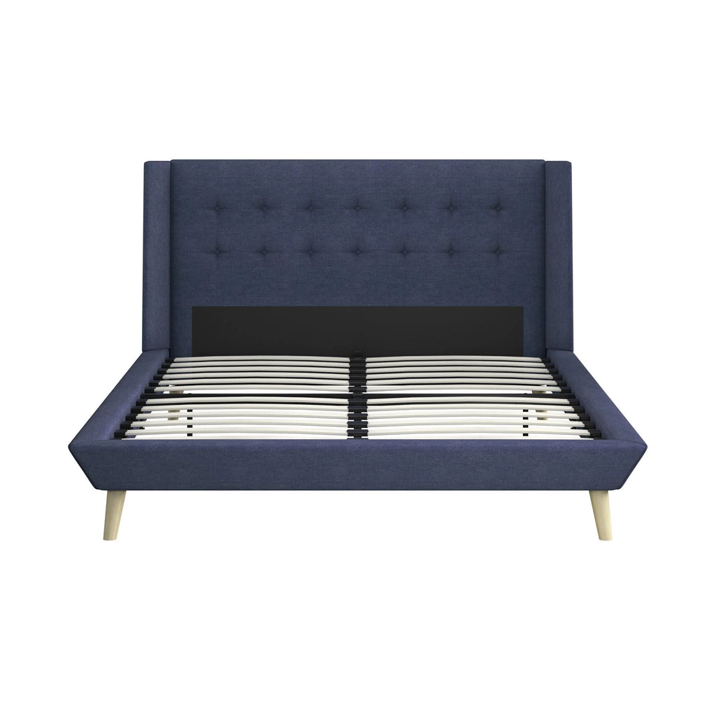 Queen Light Gray Linen Upholstered Bed Z78352