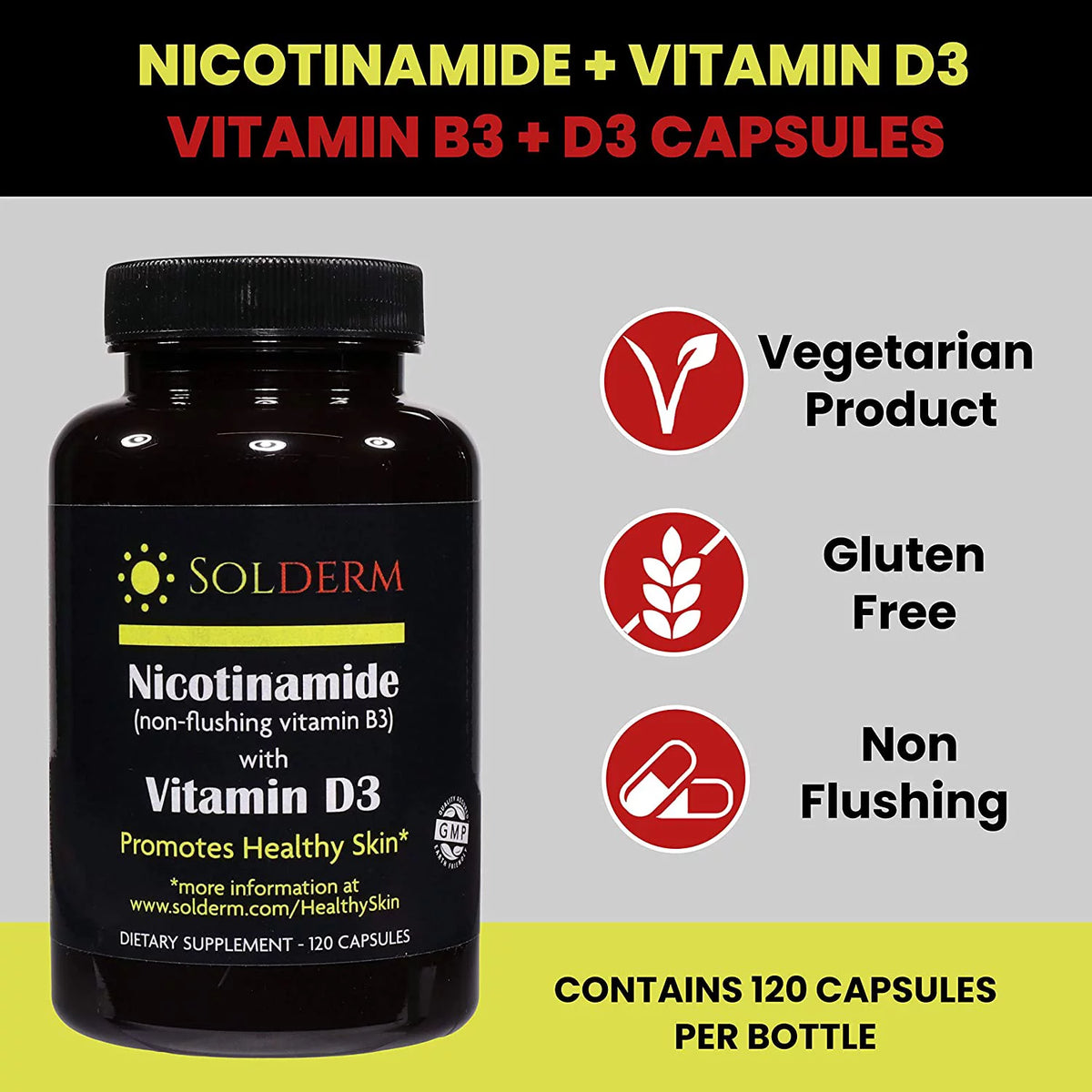 Nicotinamide with Vitamin D3 & B3 120 Capsules L361112