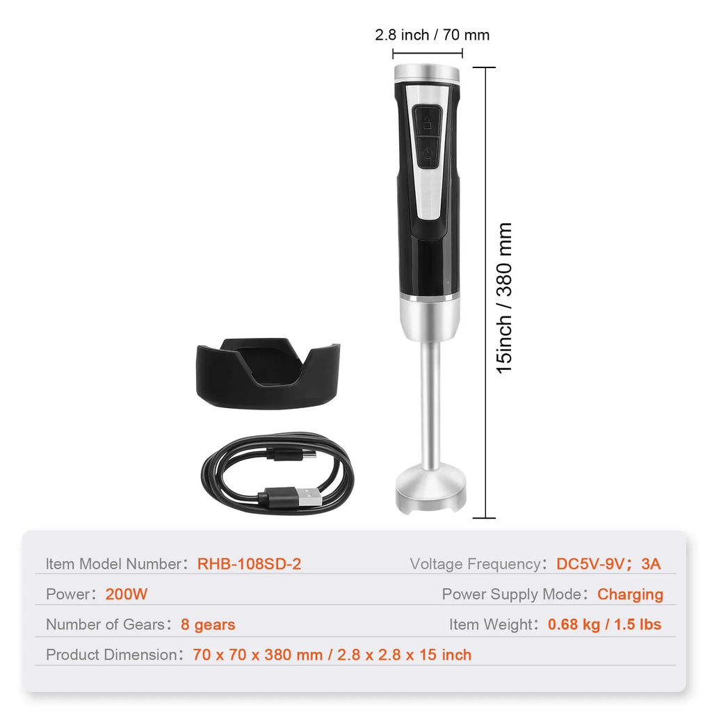 Commercial Immersion Blender 200W 8-Speed O1766