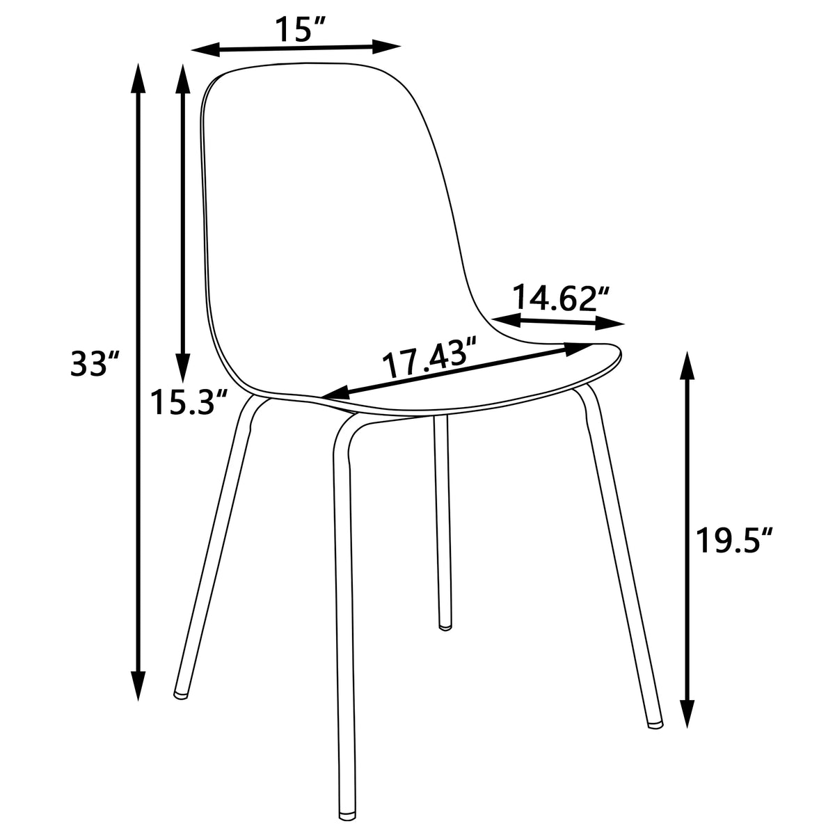 Black Set of 2 Dining Chair with Metal Legs I75193