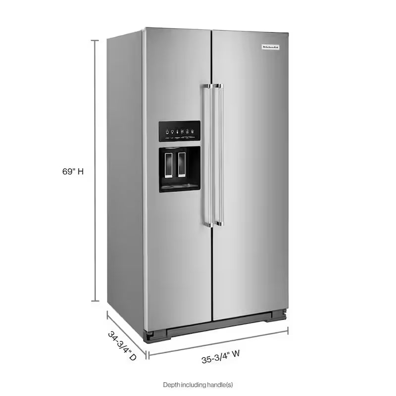 36 in. W 24.8 cu. ft. Side by Side Refrigerator with Exterior Ice and Water Stainless Steel G5569