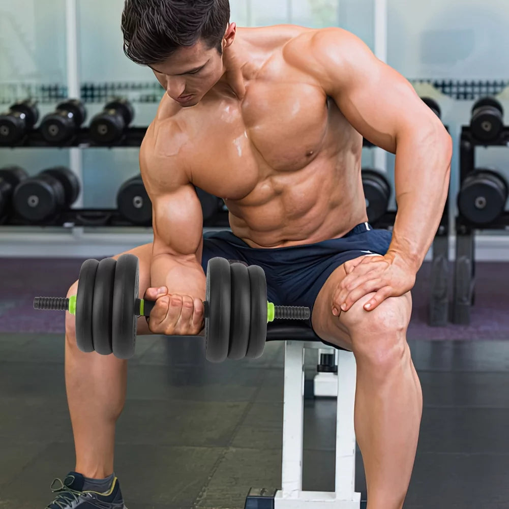 4-in-1 Dumbbells Set Barbell Kettlebells Push-Up-Stand 50 Pounds P407