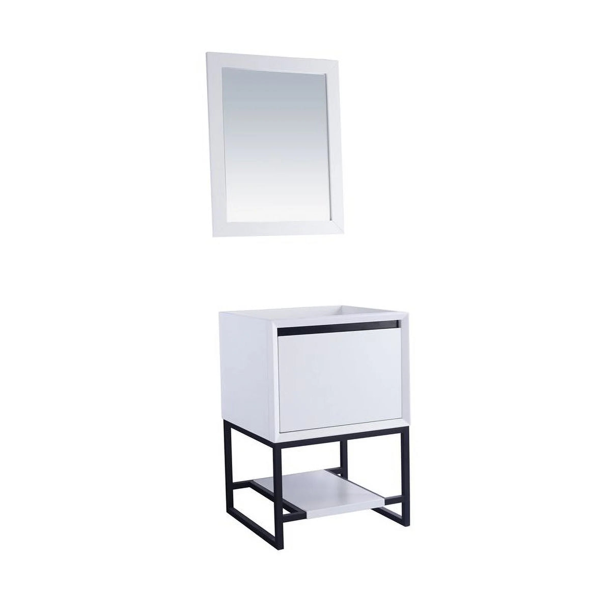 24" Oak Wood and Stainless Steel Cabinet in White T887