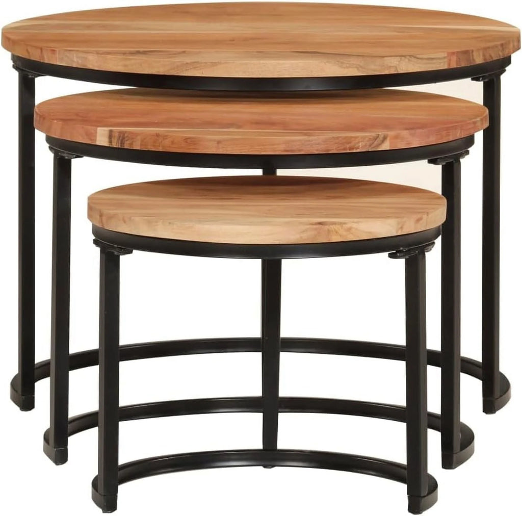 Solid Acacia Wood Nesting Side Tables Set of 3 C479