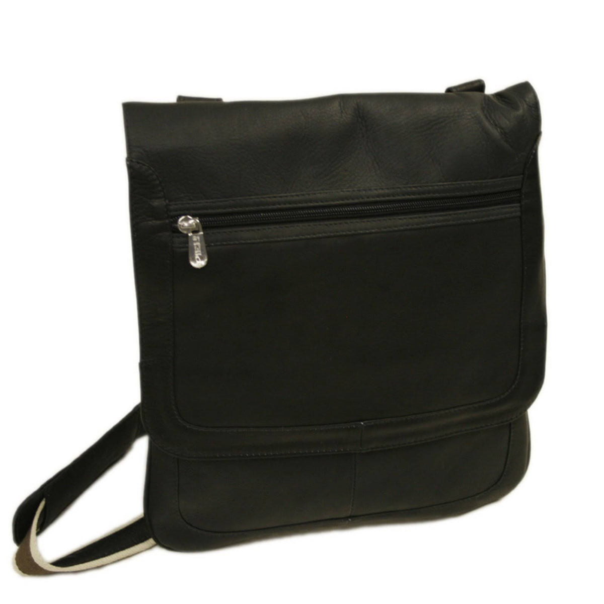 Black Leather Small Vertical Messenger D149451