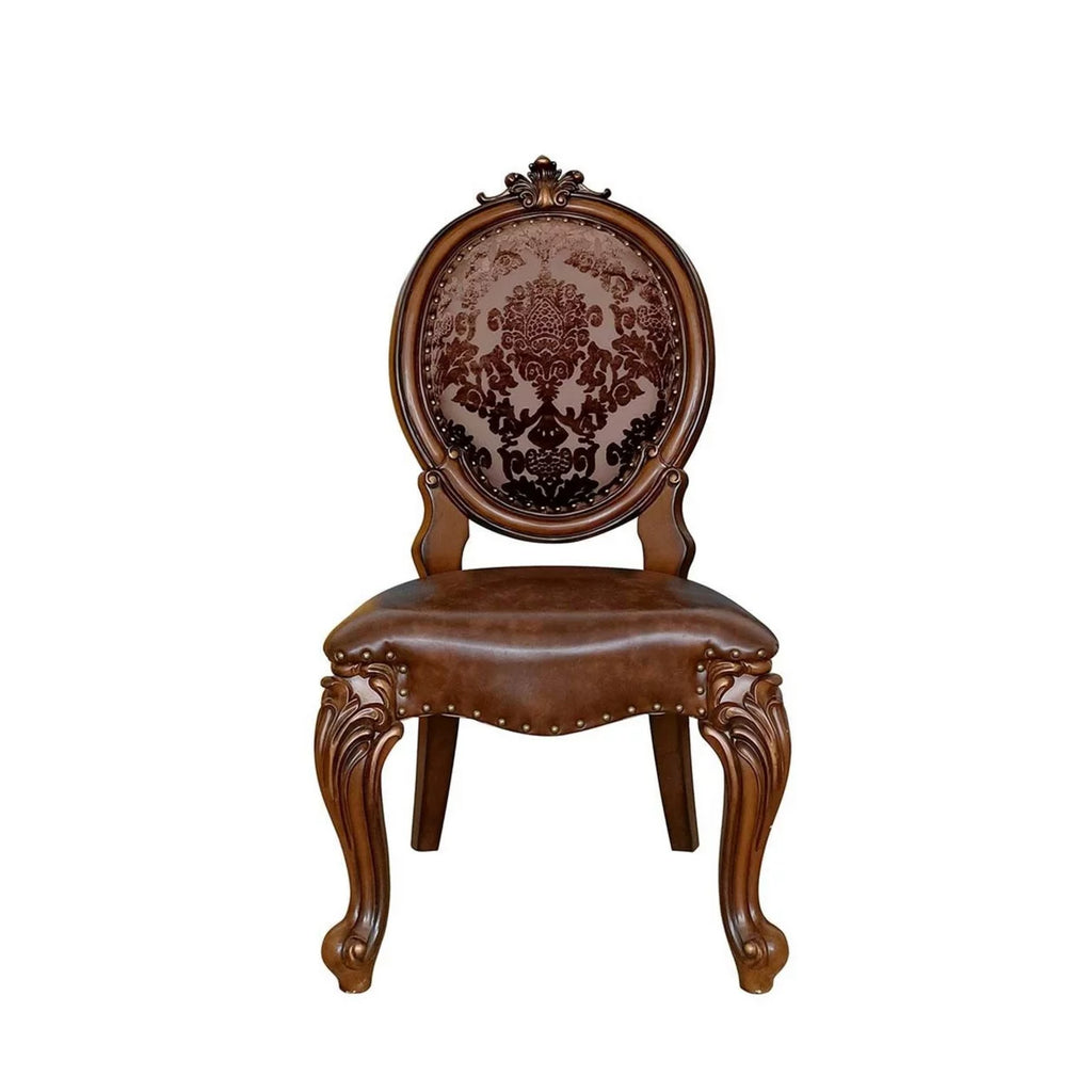Set of 2 Brown Tufted Faux Leather Dining Chair B5872