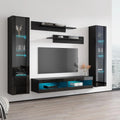 Black Wall Mounted Floating Entertainment Center Y867