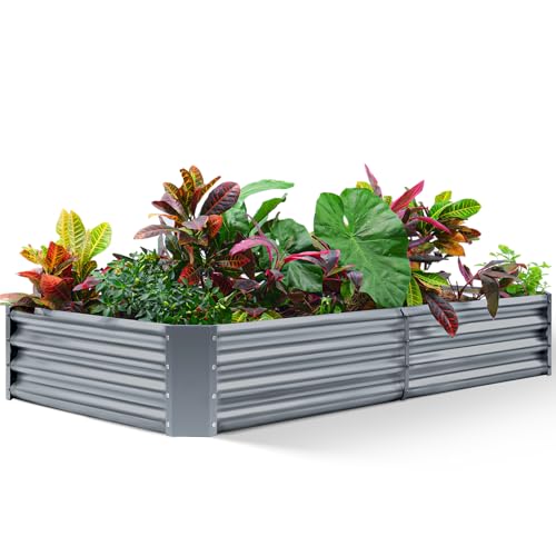 2 Pack 8×4×1ft Galvanized Metal Raised Garden Bed A628