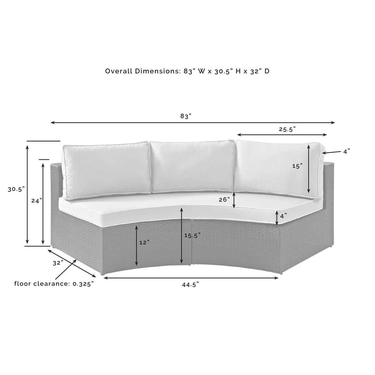 Gray Wicker Curved Patio Sectional Sofa A1517