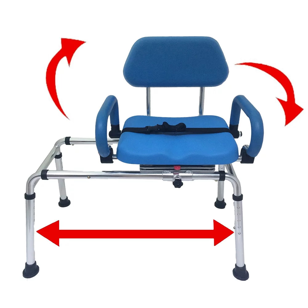 Sliding Transfer Bench with Swivel Seat Padded Bath Shower Chair I9713
