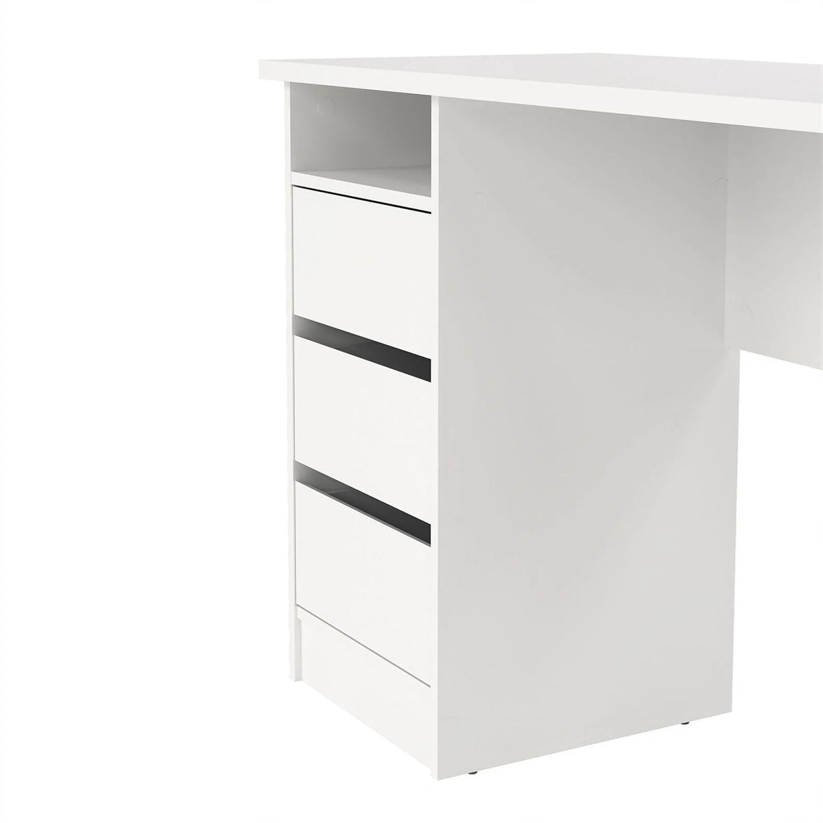 White Writing Desk with 3 Storage Drawers and Open Shelf I820667