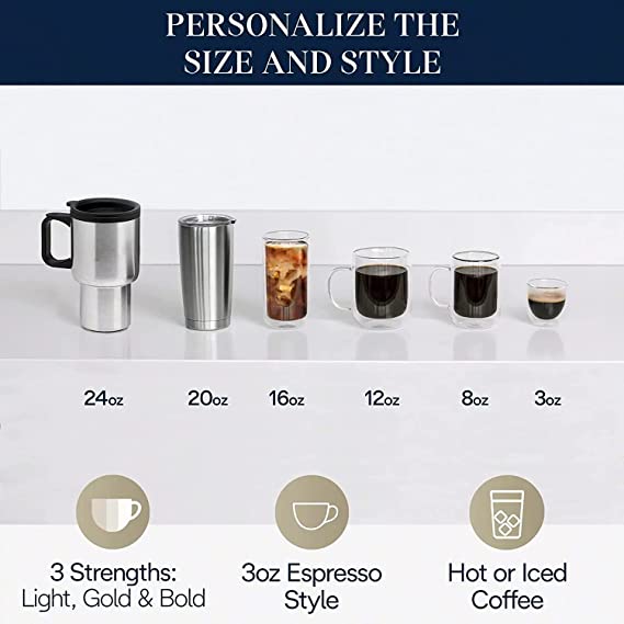 Drip Coffee Maker with Built In Grinder, 8 oz to 24 oz P107