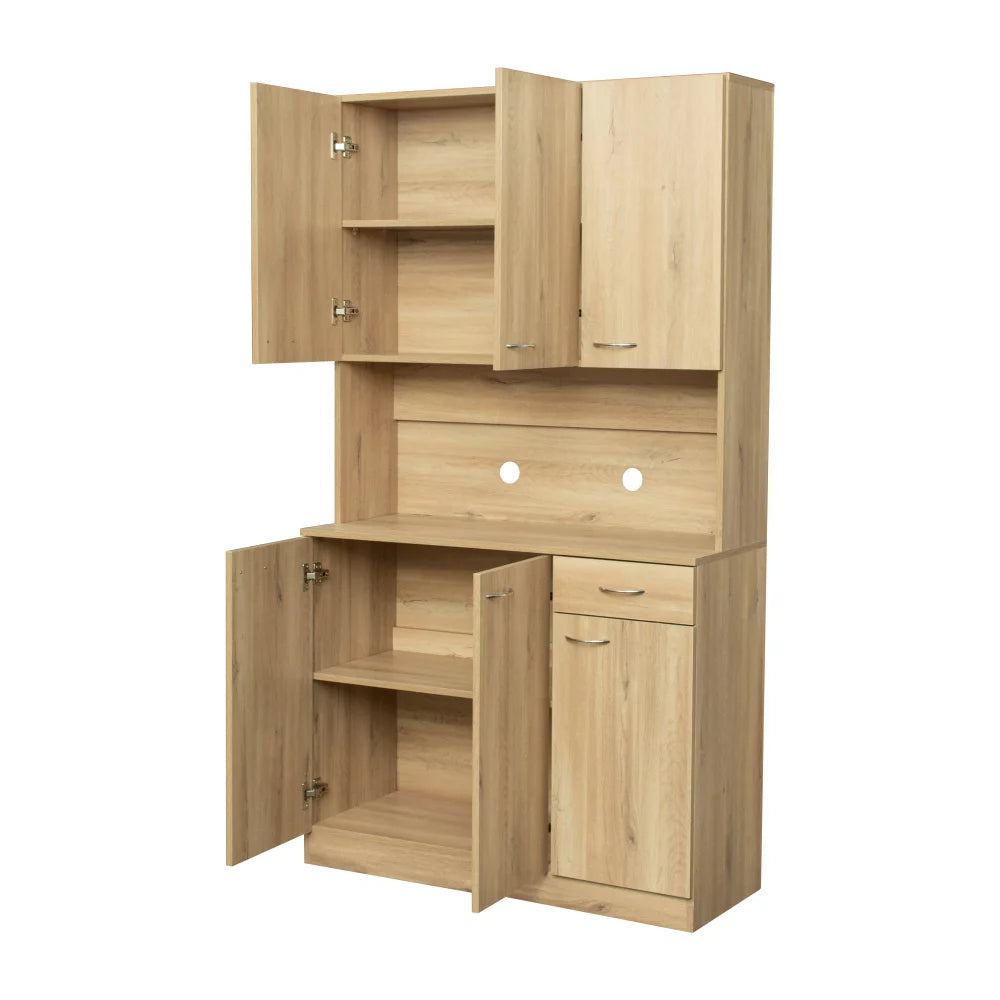 70.87" Tall Wardrobe & Kitchen Cabinet with 6 Doors 1 Drawer Rustic Oak A924341