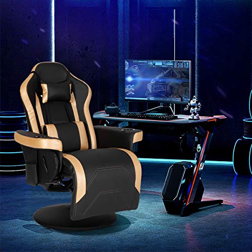 Black Blue Gaming Recliner Chair with Speakers and Massage E68450