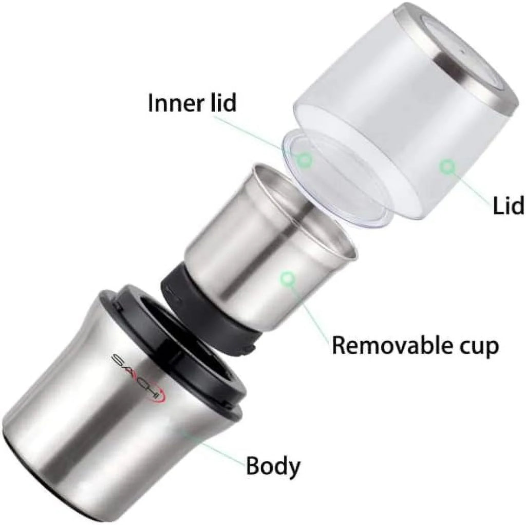 Electric Coffee Grinder Wet And Dry Spice Grinder with 2 Stainless Steel Blades K686