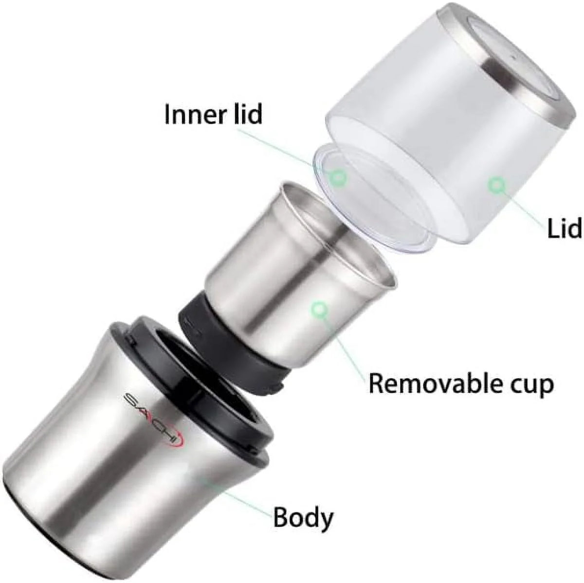 Electric Coffee Grinder Wet And Dry Spice Grinder with 2 Stainless Steel Blades K686