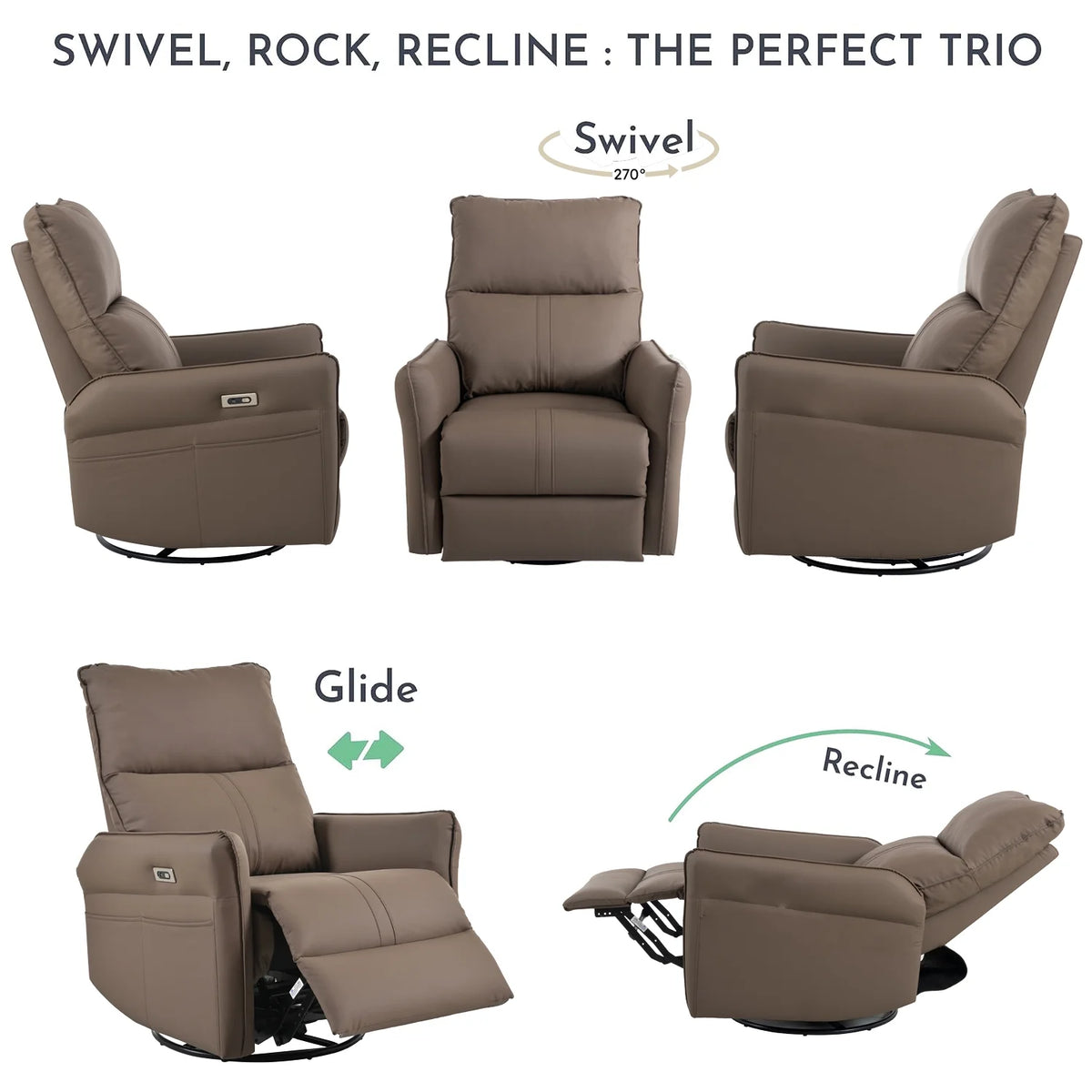 Power Swivel Rocker Recliner Chair with USB Ports M54687