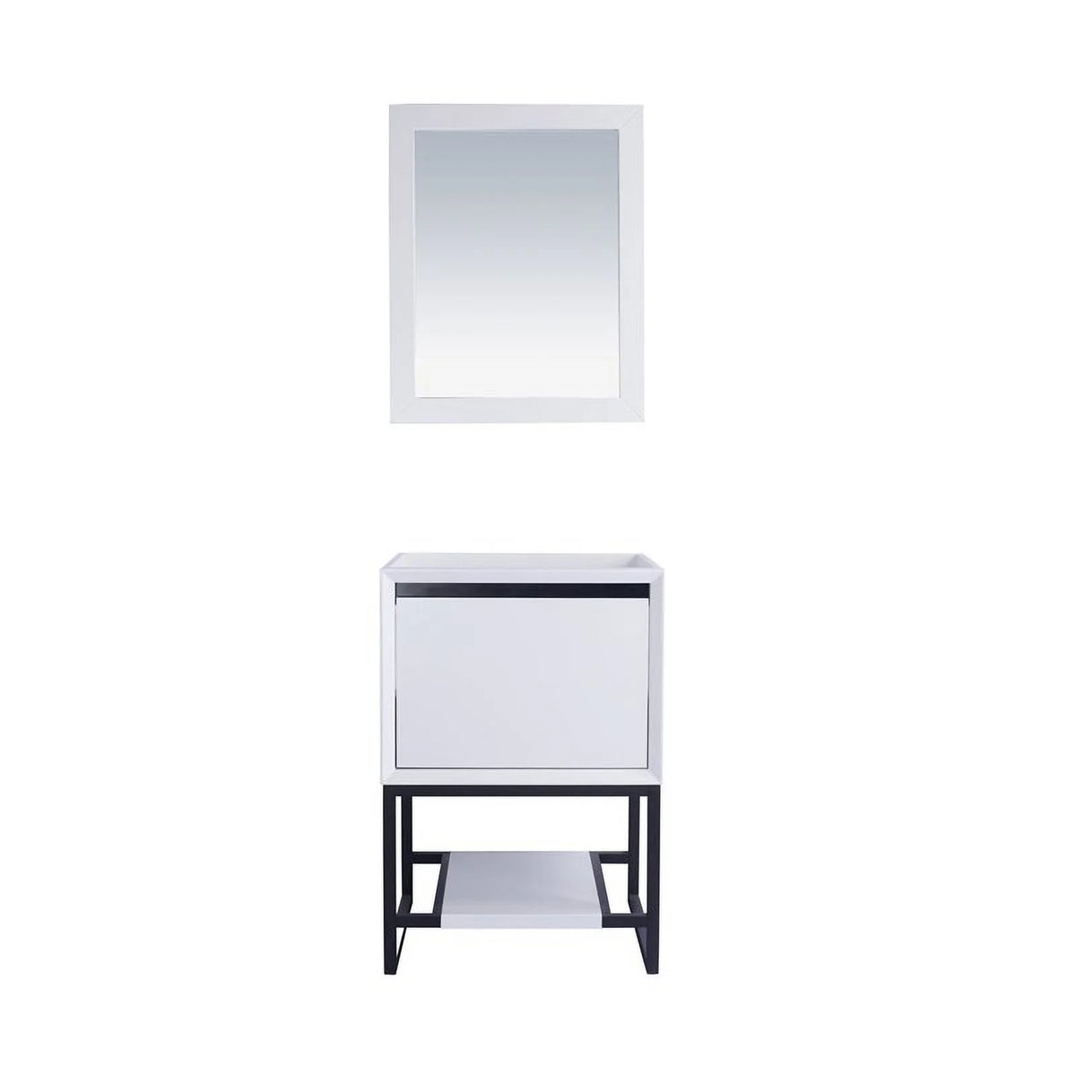24" Oak Wood and Stainless Steel Cabinet in White T887