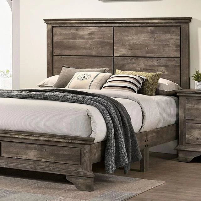 Gray Solid Wood King Bedroom Set 5pcs E470