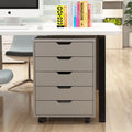 5 Drawer White Gray Rolling Filing Cabinet P425