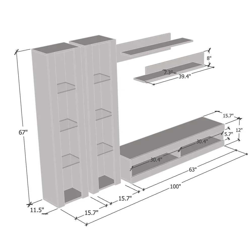 Black Wall Mounted Floating Entertainment Center Y867